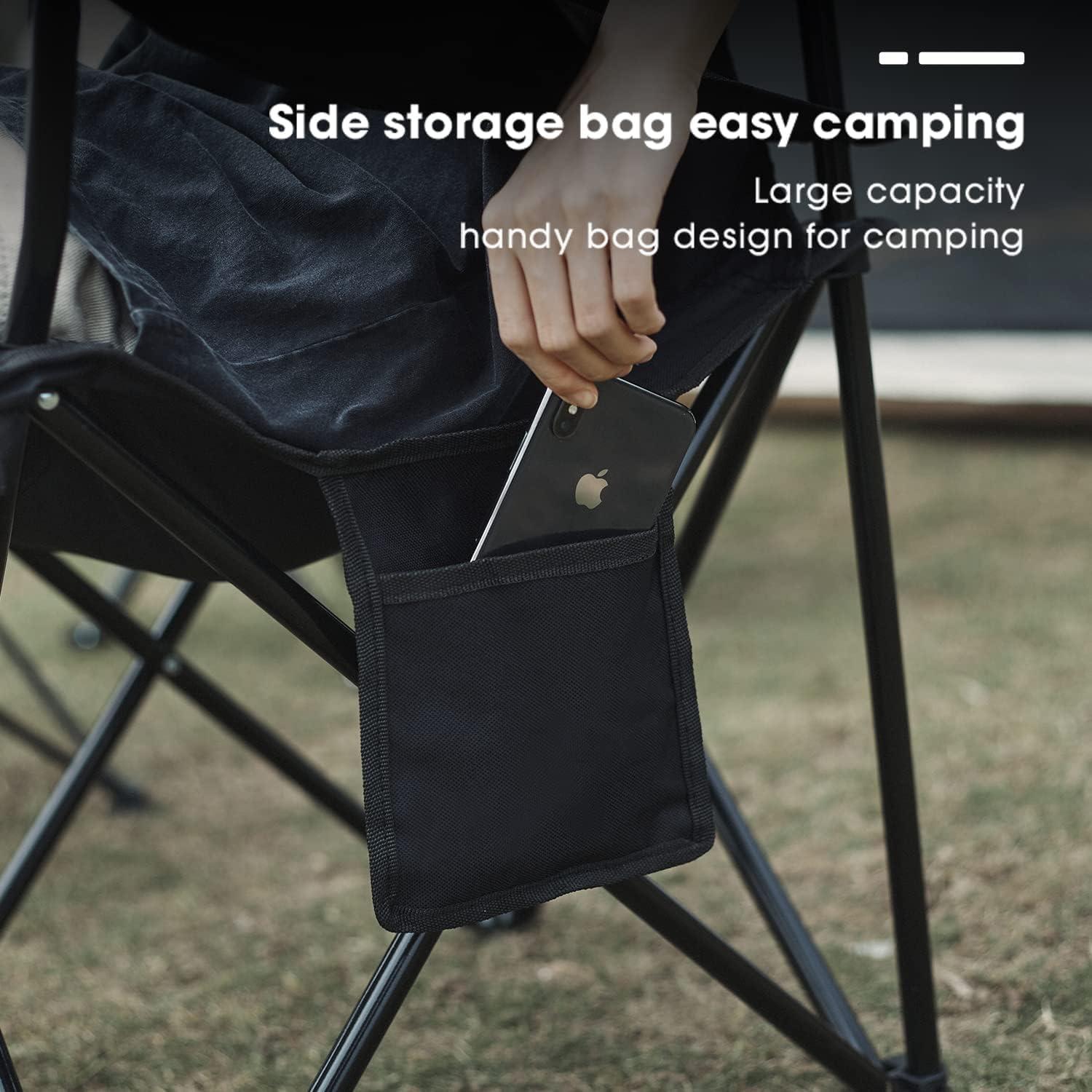 Navy Blue Steel and Polyester Folding Camping Chair with Storage Bag