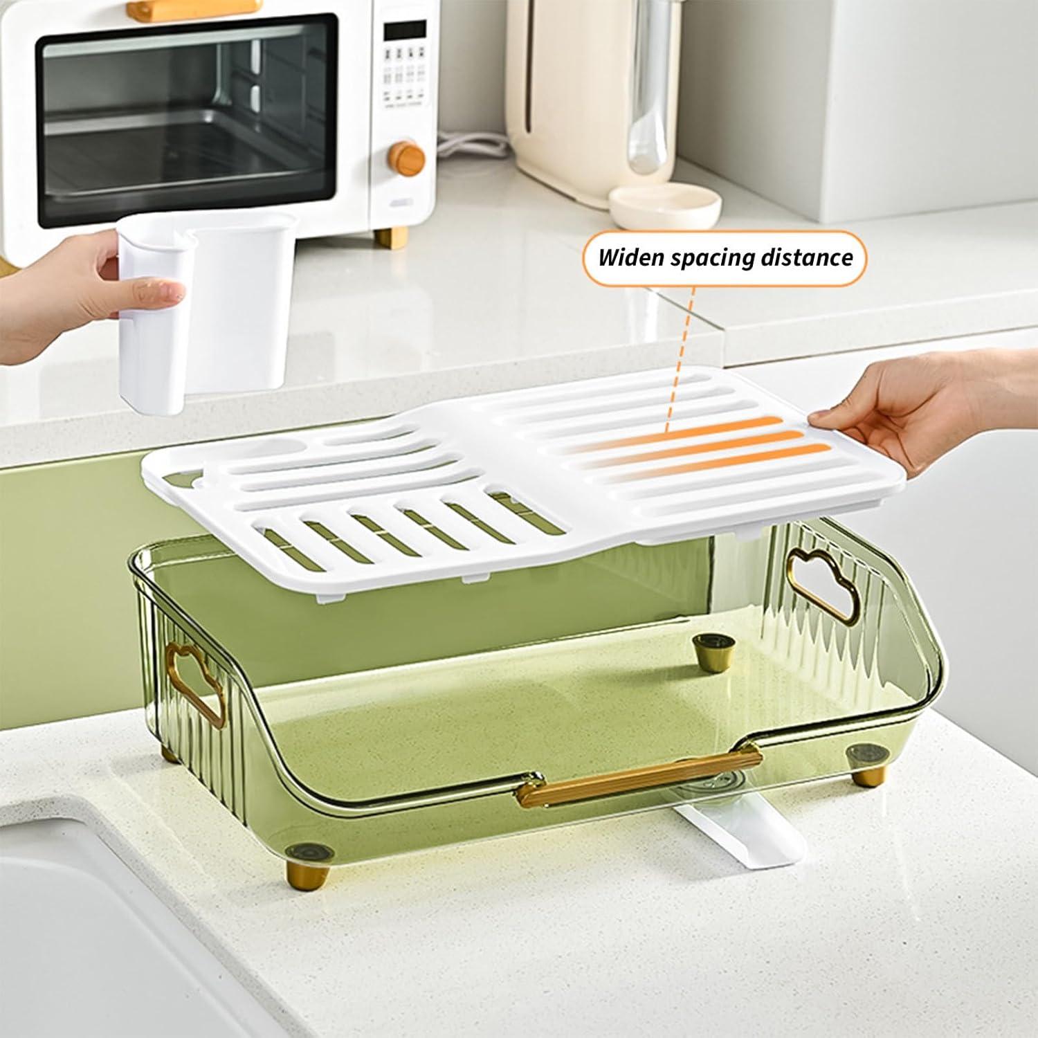 Summer Savings Rwvbm Dish Drying Rack With Drainboard Dish Drainers For Kitchen Counter With Sink Spout Dish Strainers With Utensil