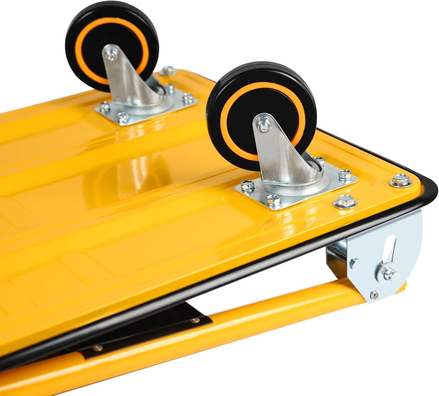 Yellow Foldable Steel Platform Hand Cart with Wheels