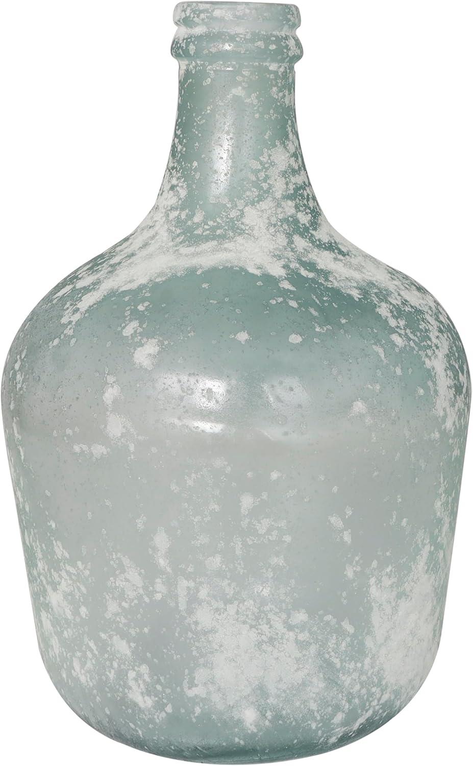 Clear Frosted Recycled Glass Round Vase