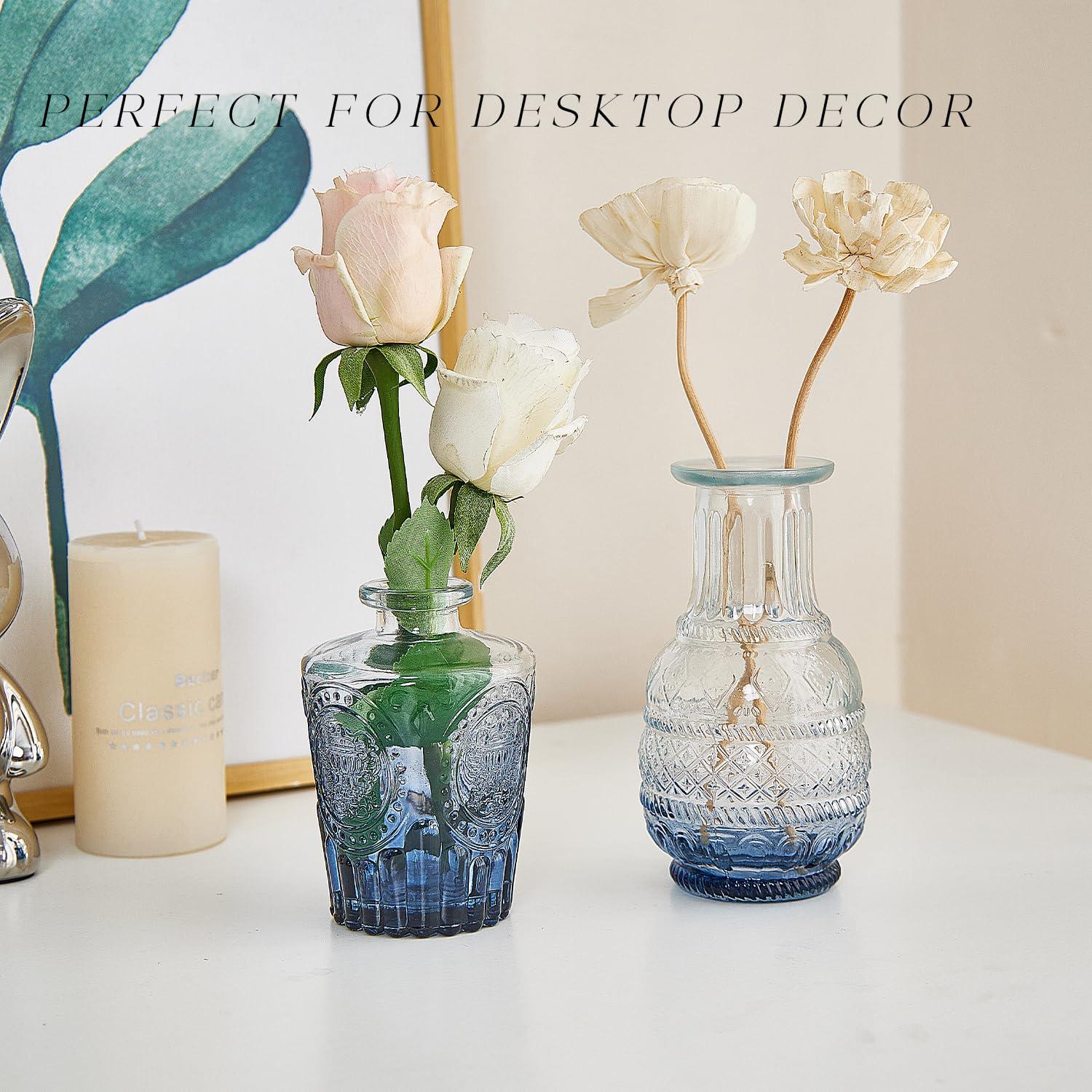 Bud Vases Set of 12, Small Glass Vases for Centerpieces, Small Flower Vases for Centerpieces, Vintage Mini Vase, Clear Bud Vase for Wedding Table Decor