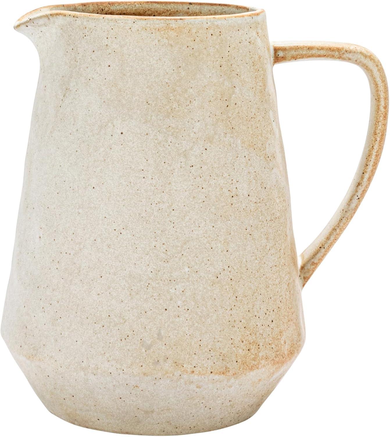 Creative Co-Op 8.5 Inches 2.5-Quart Stoneware Pitcher with Reactive Glaze, Cream