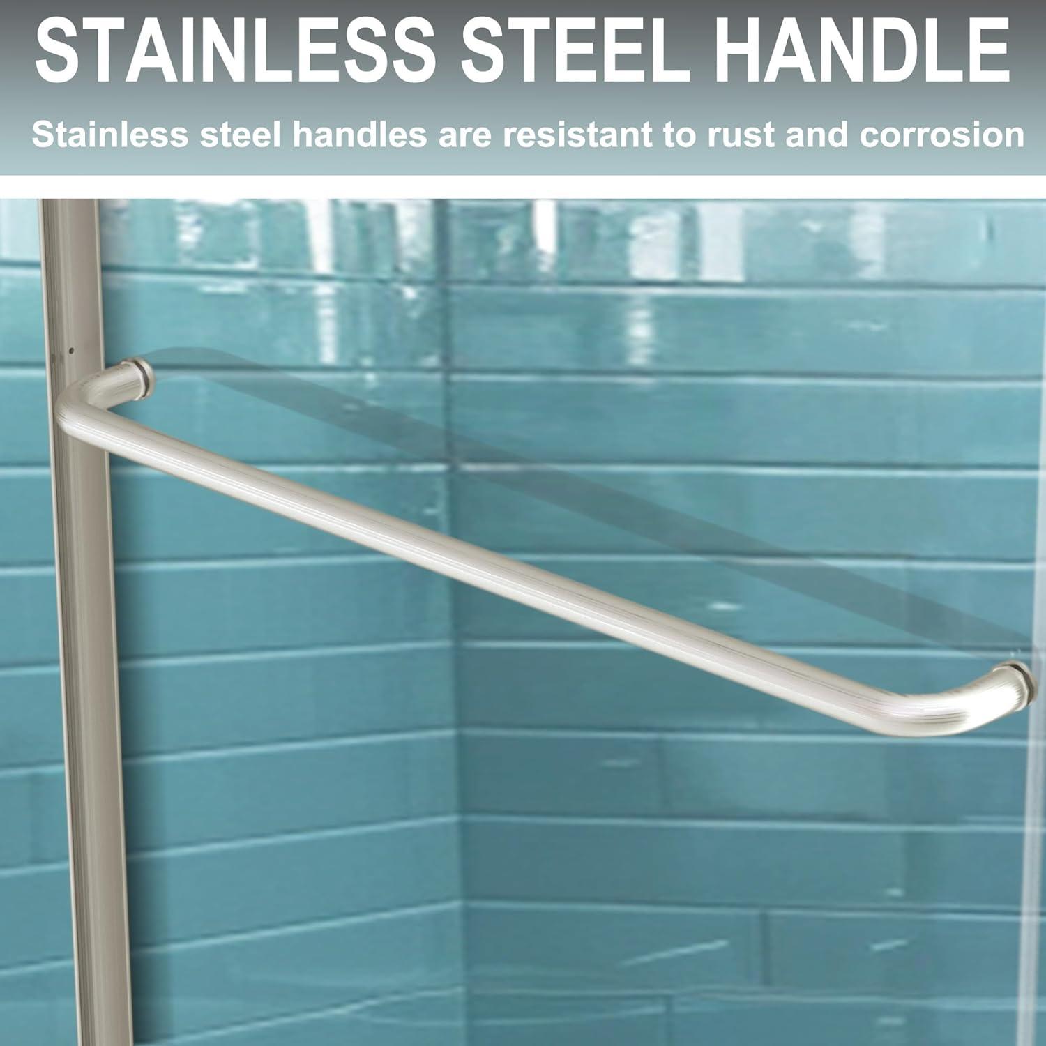 56-60 in.W x 72 in.H Semi-Frameless Sliding Shower DoorClear SGCC Tempered Glass.