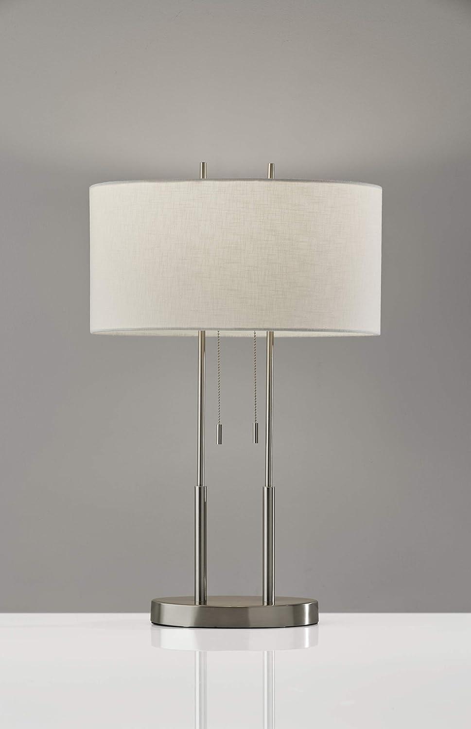 Duet Table Lamp Silver - Adesso: Modern Accent Lighting, Polyester Shade, Metal Body, ETL Listed