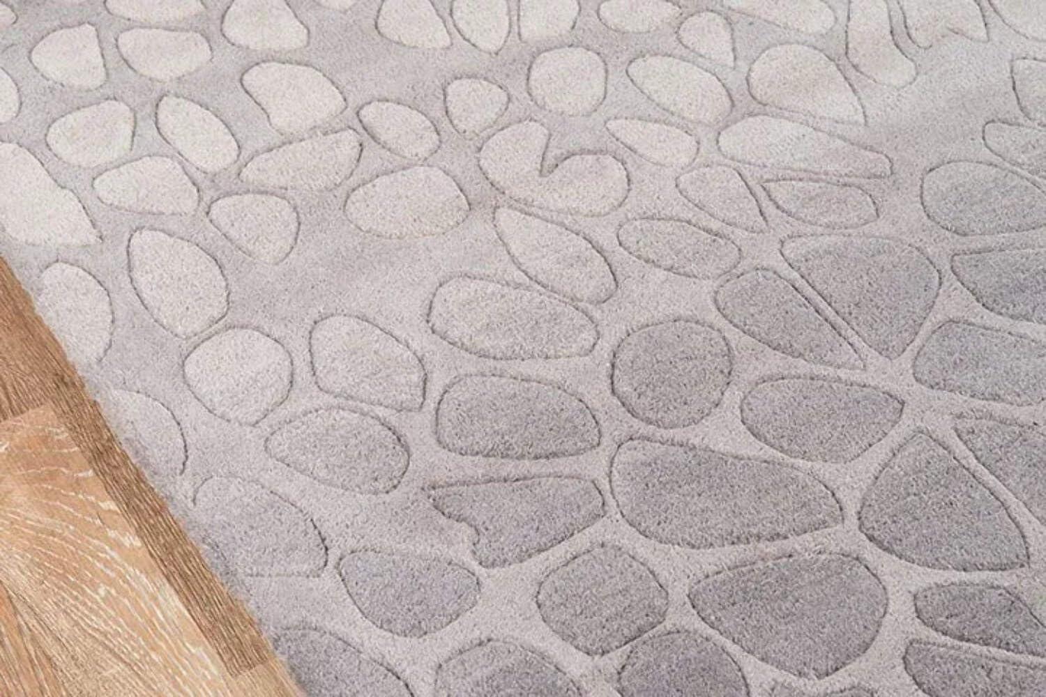 Silver Geometric Hand-Tufted Wool 8' x 10' Area Rug