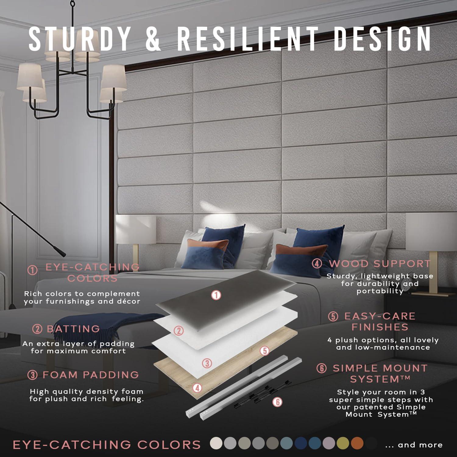 VANT Upholstered Wall Panels - Queen/Full Size Wall Mounted Headboards - Vintage Leather Dusty Taupe - Pack of 4 Panels (Each Individual Panel 30"x11.5") 30'' WIDE Vintage Leather Dusty Taupe