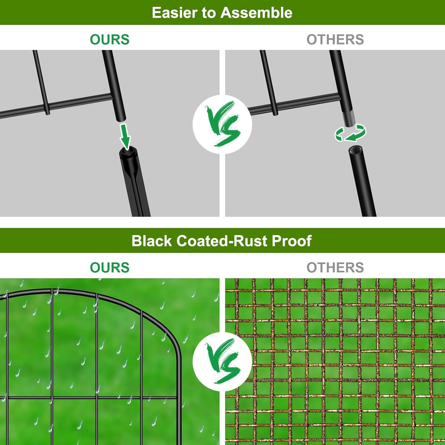 Decorative Garden Fence 25 Panels Animal Barrier Fence 27ft (L) x 22in (H) Rustproof Metal Wire Section Edging with Plastic Stakes Dog Fence Outdoor for Yard Yard Landscape Patio