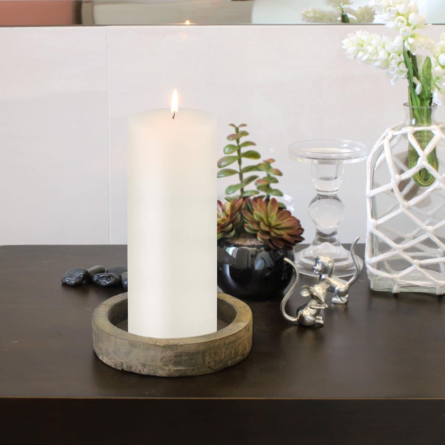 Stonebriar Collection 3"x8" Set of 6pk Unscented Flat Top Smooth Pillar Candle White
