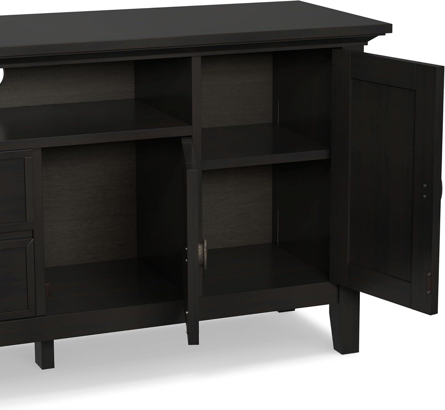 Simpli Home Redmond 72"W Solid Wood TV Stand for TVs up to 80" with Storage Cabinets