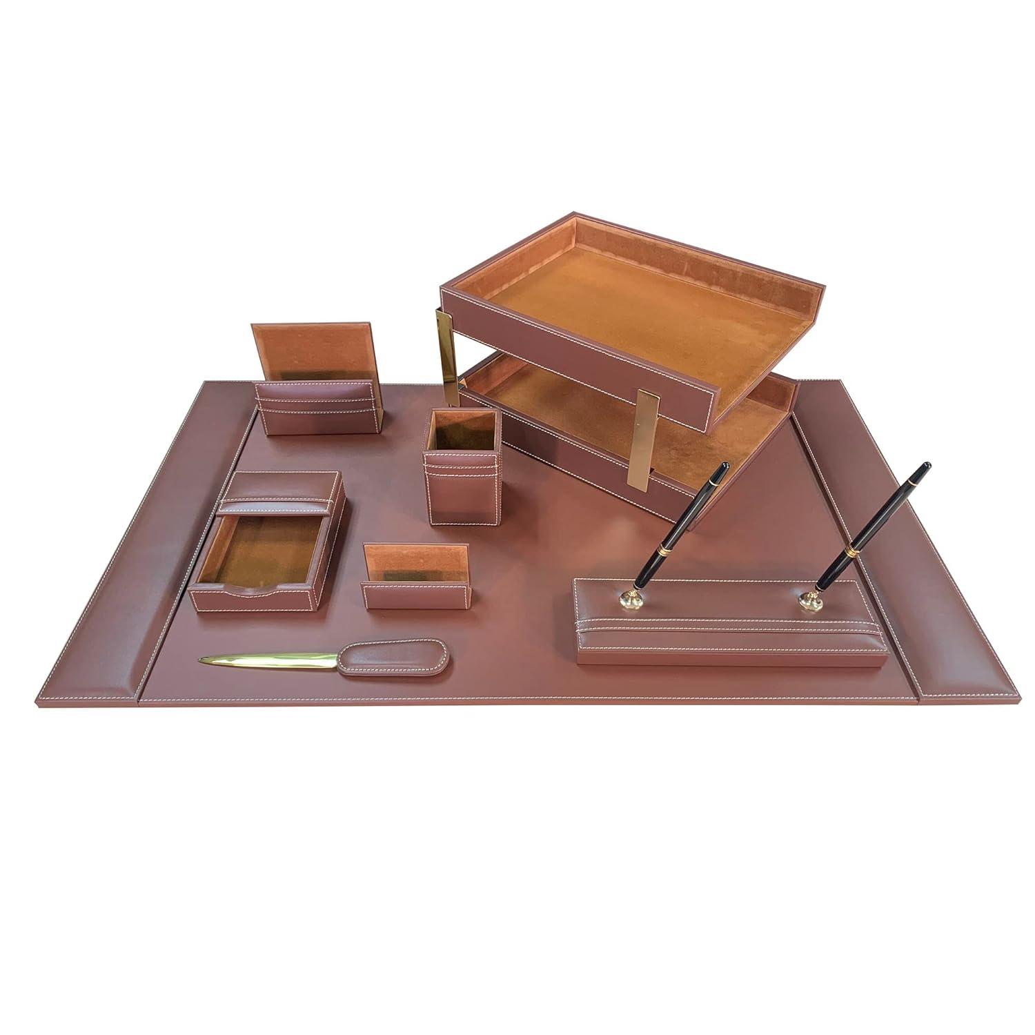 Dacasso Leather Desk Organizer Set