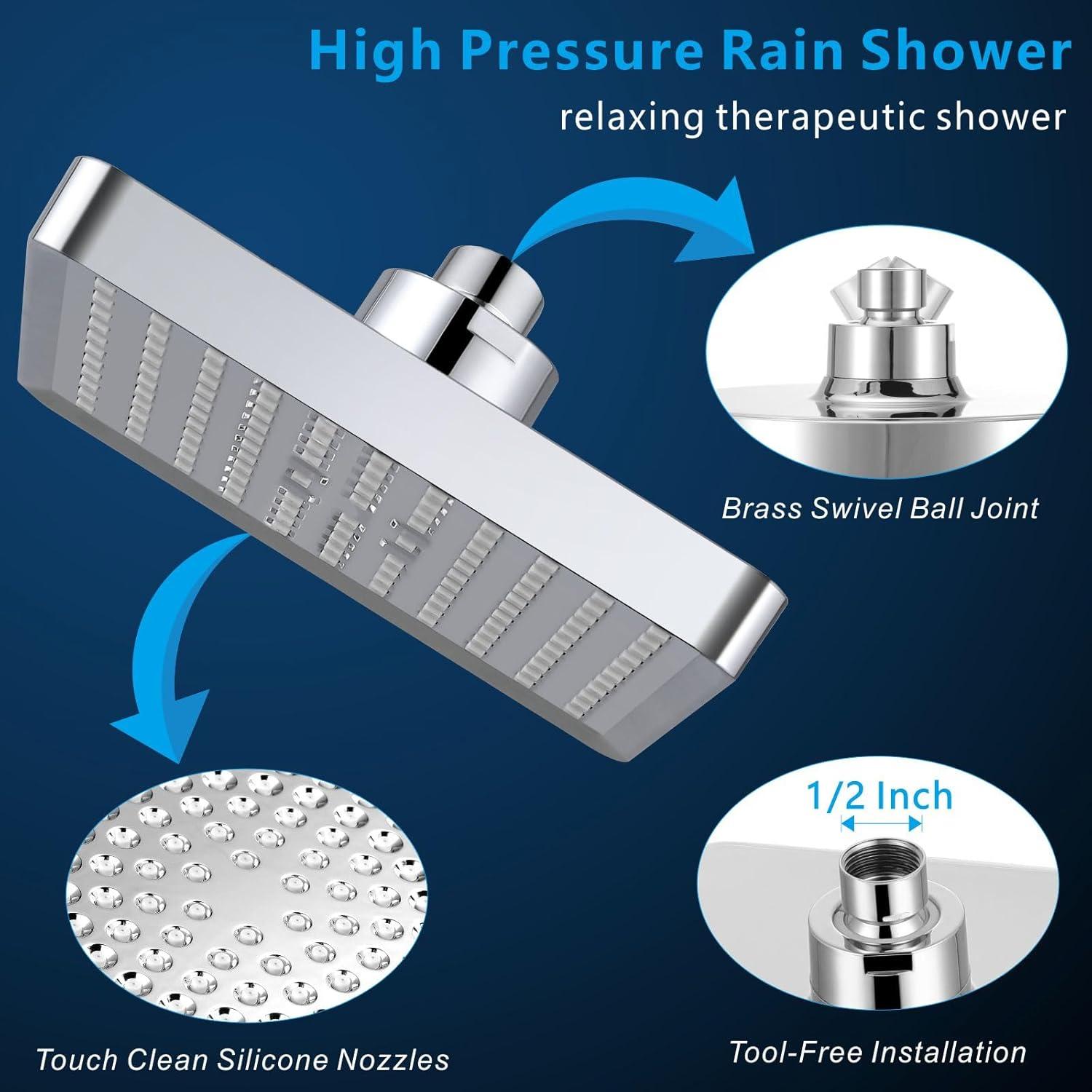 8-Inch Chrome Stainless Steel Rain Shower Head with Filter