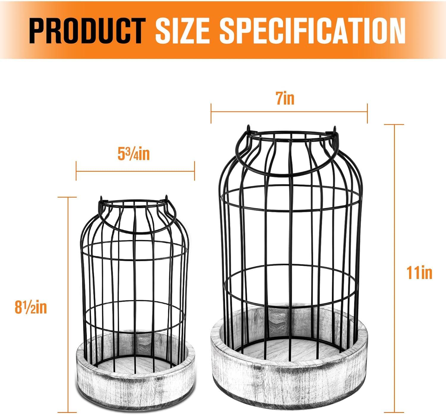 Rustic Farmhouse Lantern Decor Set of 2 - Stylish Decorative Lanterns for Your Living Room, Fireplace Mantle or Kitchen Dining Table - Modern Upscale Beauty for Your Entire Home