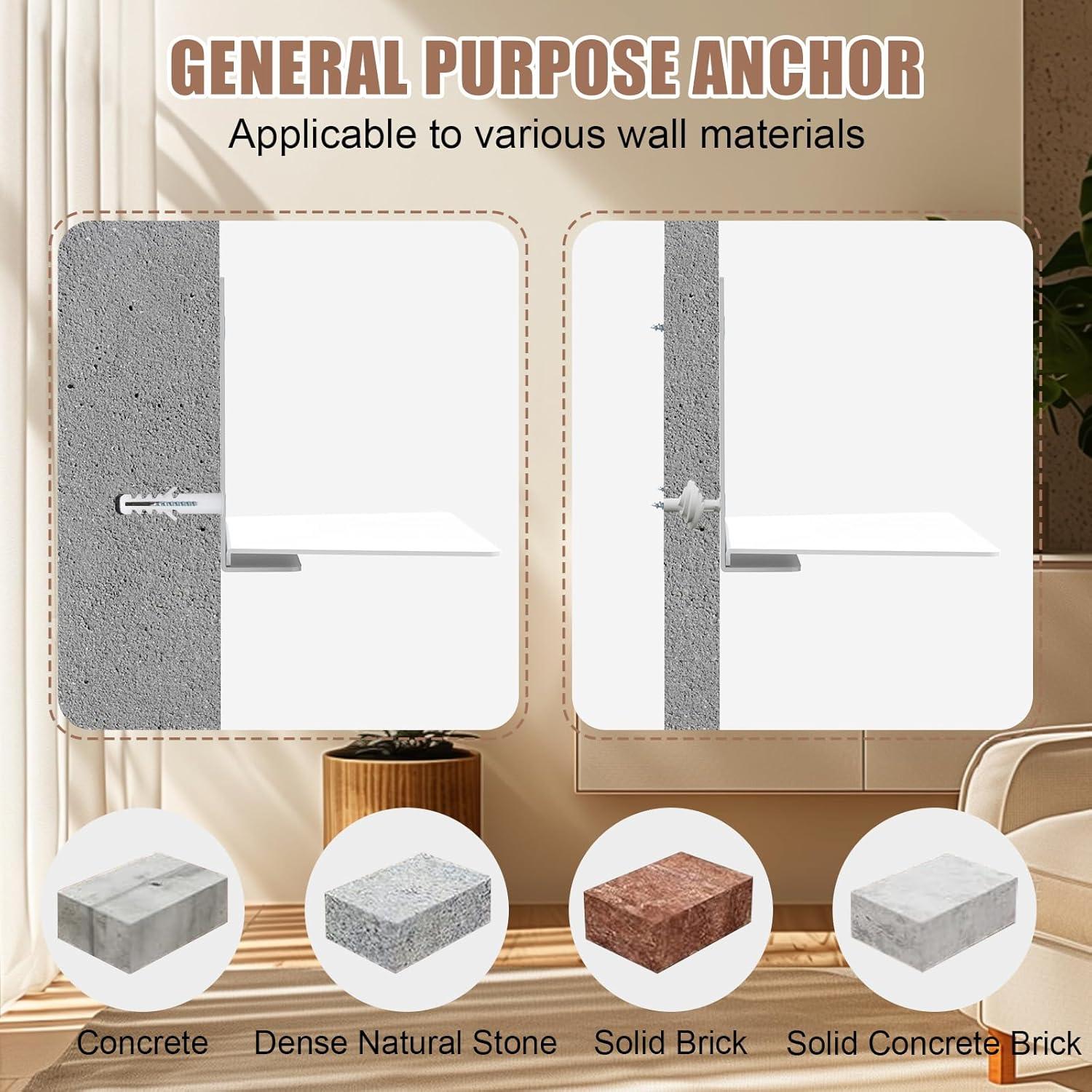 Eapele Invisible Floating Bookshelf, Heavy-Duty Hanging Bookshelves, Steel Constructed Wall Mounted Hidden Bookshelf with Mounting Hardware, 4PCS White