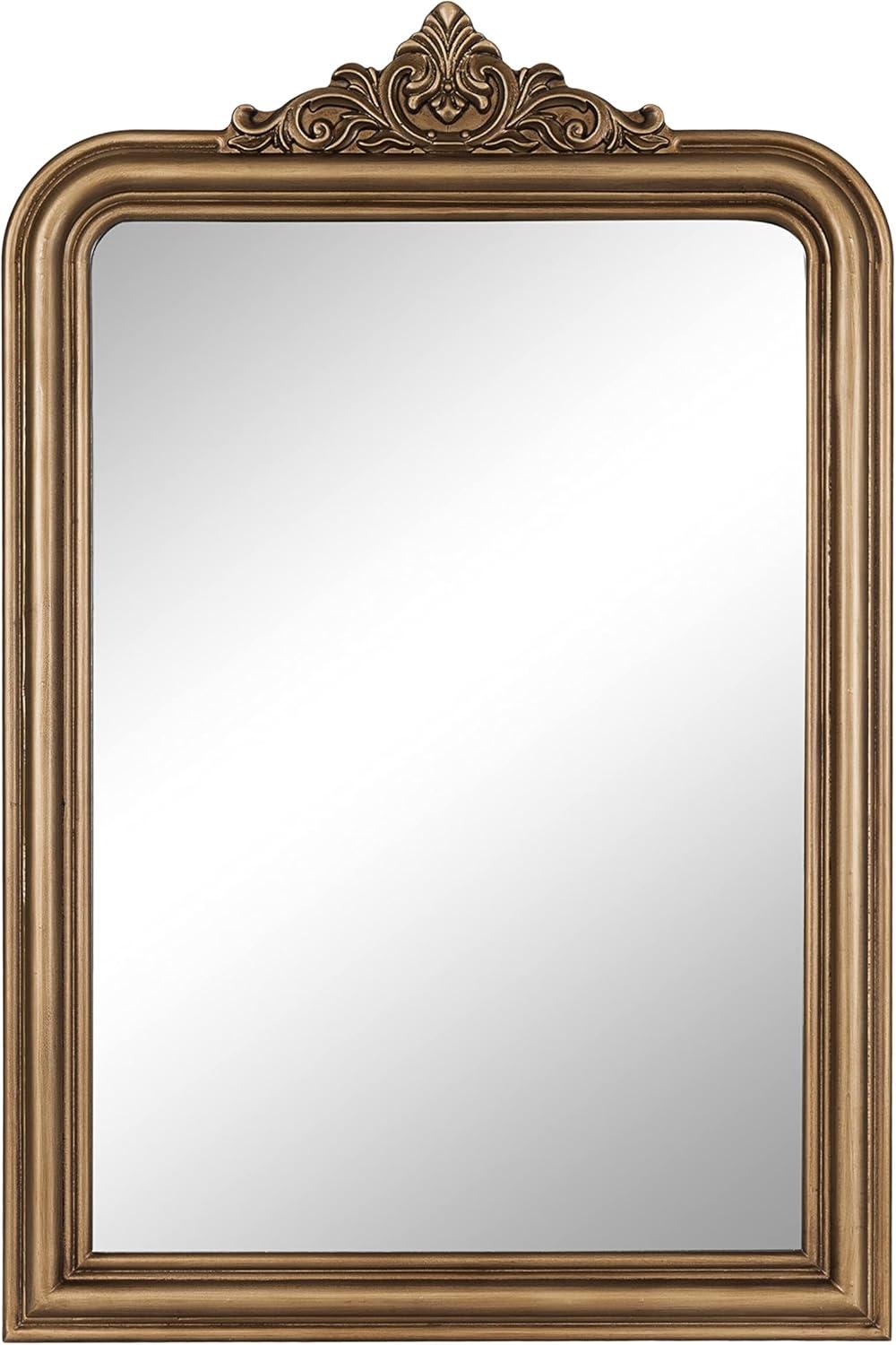 Kate & Laurel All Things Decor 24"x36" Kinsman Arch Wall Mirror Gold: Traditional Style, No Assembly Required