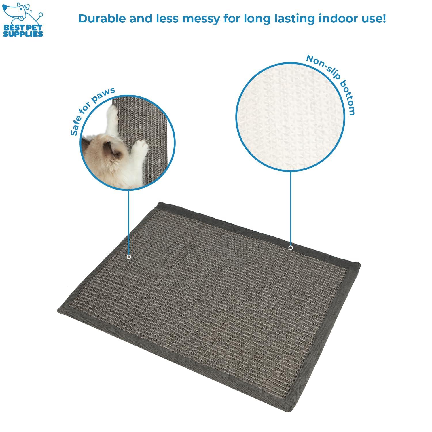 Best Pet Supplies Cat Scratchers for Indoor Cats - Interactive Hanging Log & Mat, Supports Natural Behaviors, Heavy Duty, Gray