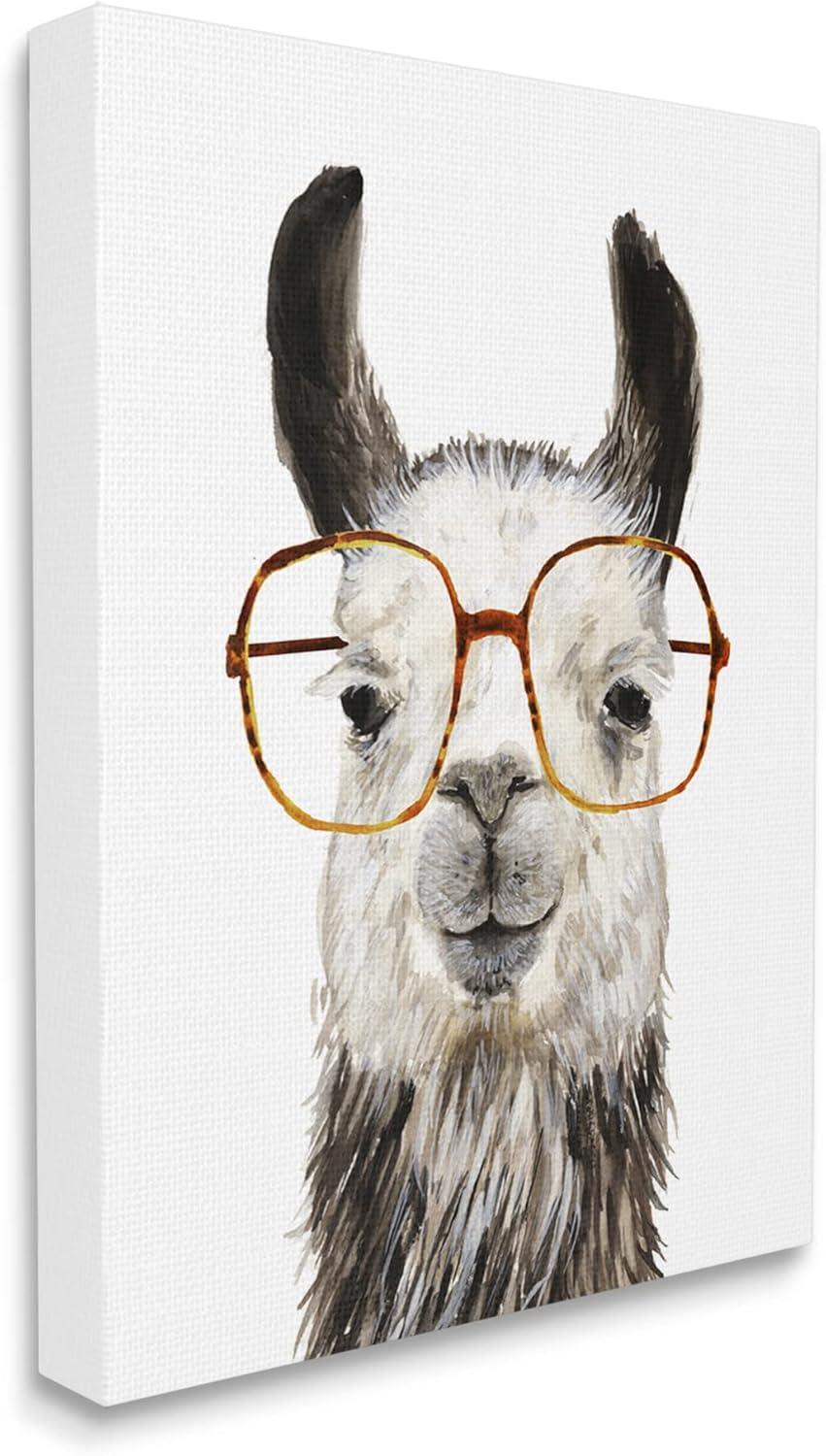 Stupell Industries Au-573-Canvas " Llama Farm Animal Eyeglasses " by Victoria Borges