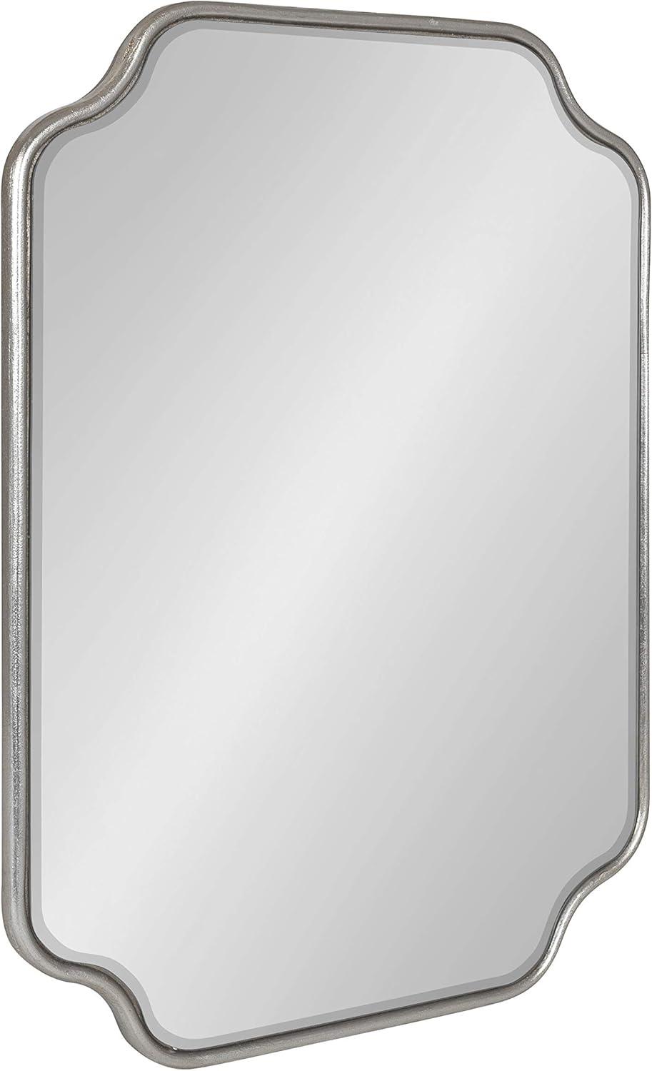 Kate and Laurel Plumley Glam Scalloped Wall Mirror, 18 x 24, Silver, Transitional Mirror Wall Decor