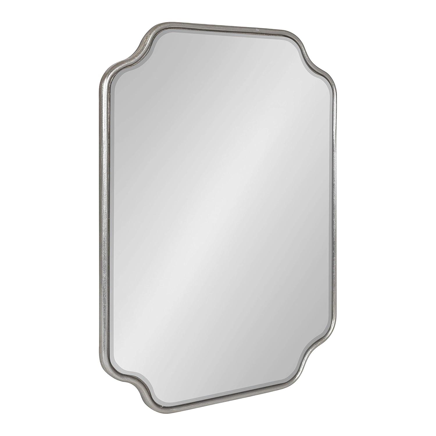 Kate and Laurel Plumley Glam Scalloped Wall Mirror, 18 x 24, Silver, Transitional Mirror Wall Decor
