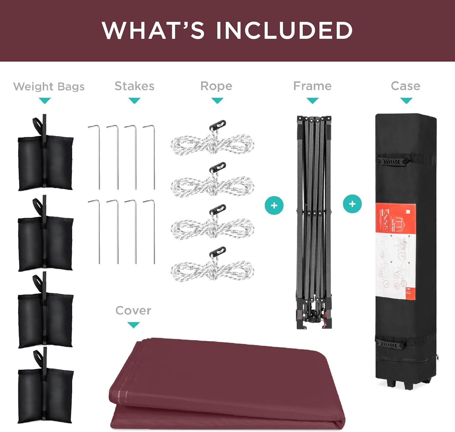 Best Choice Products Best Choice Products Easy Setup Pop Up Canopy W/ 1-Button Setup, Wheeled Case, 4 Weight Bags