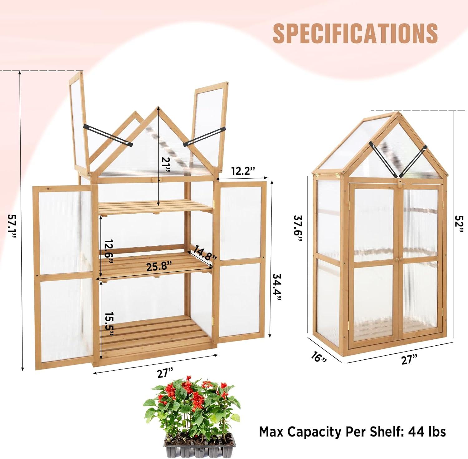 EAGLE PEAK 27'' W x 16'' D Cold Frame Greenhouse