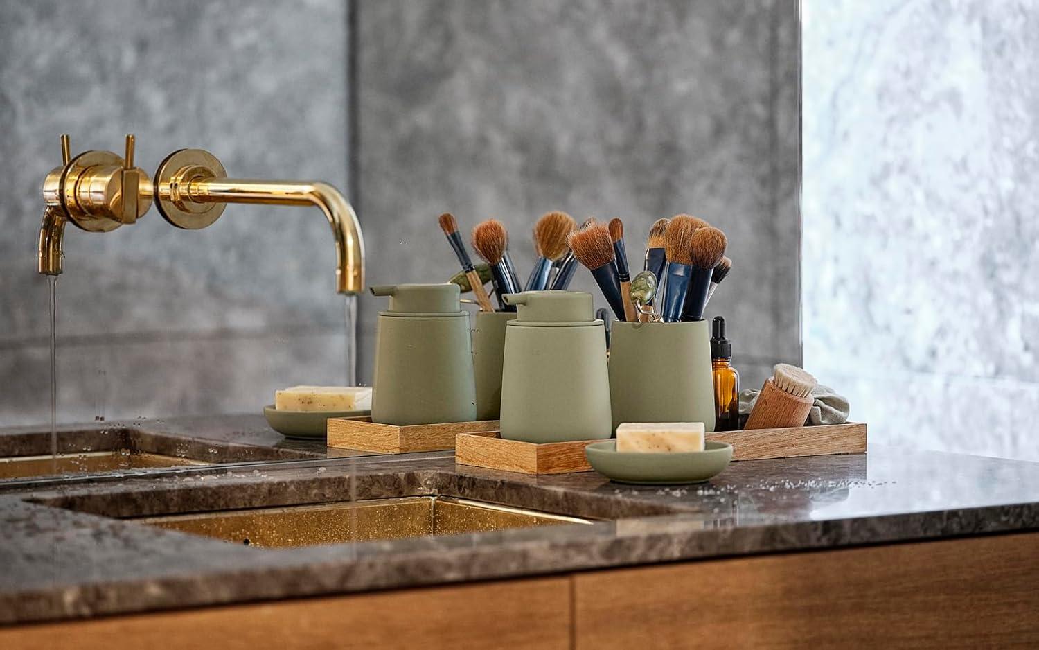 Matcha Green Ceramic Soft Touch Toothbrush Holder