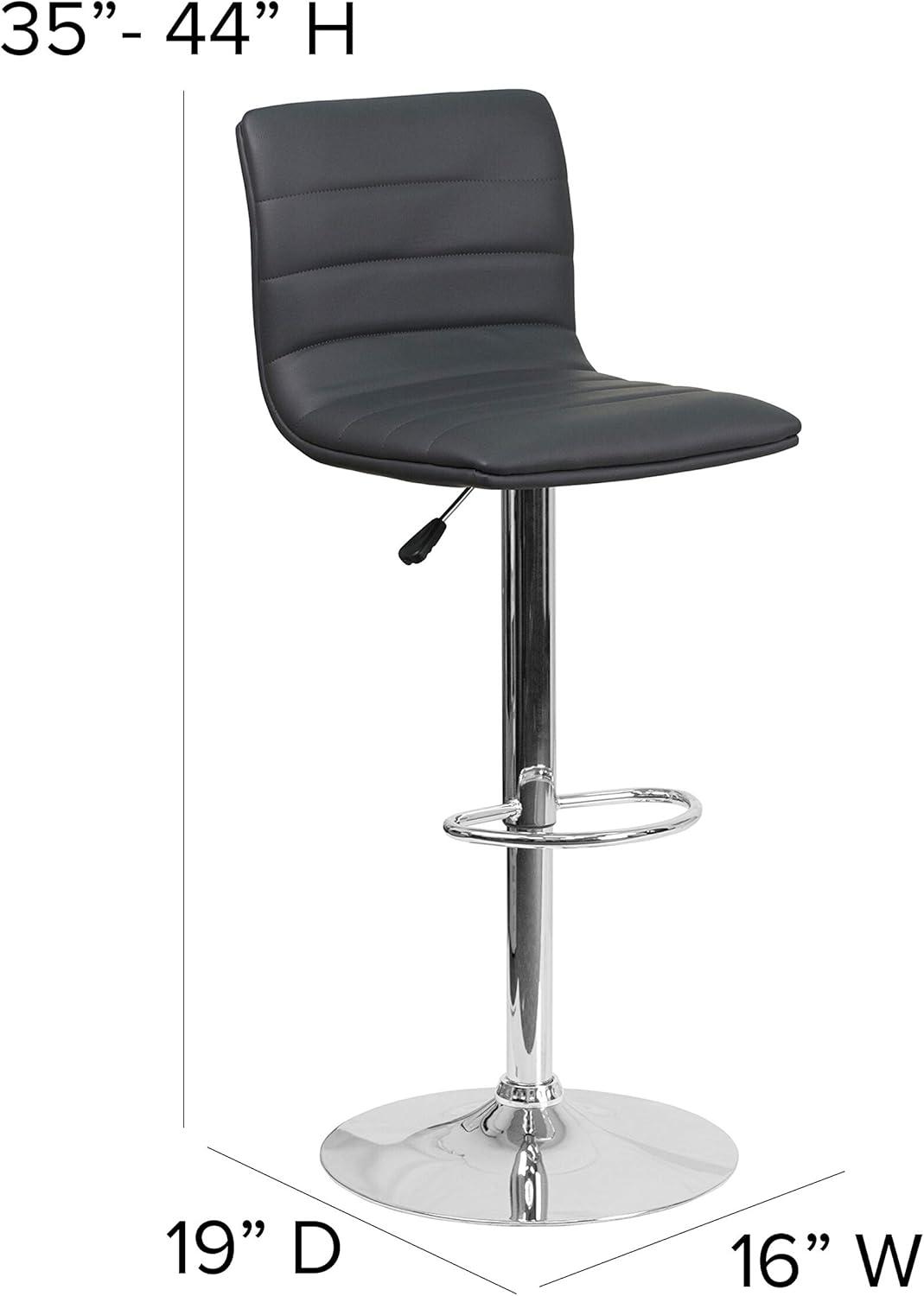 Flash Furniture Modern Vinyl Adjustable Height Barstool with Horizontal Stitch Back