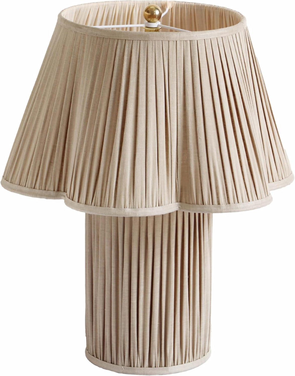 Corrine Beige Linen Pleated Table Lamp