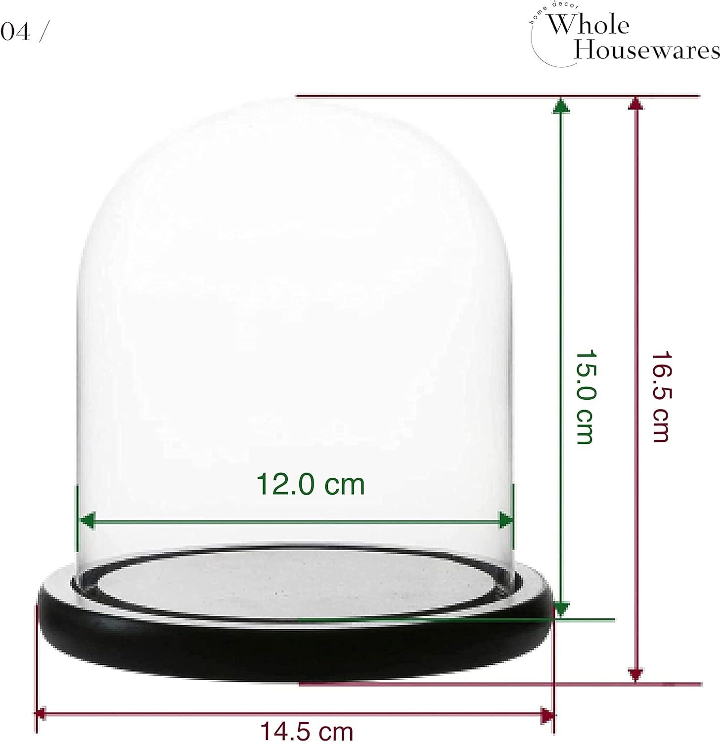 Clear Glass Dome with Black MDF Base, 5.7" D x 6.5" H