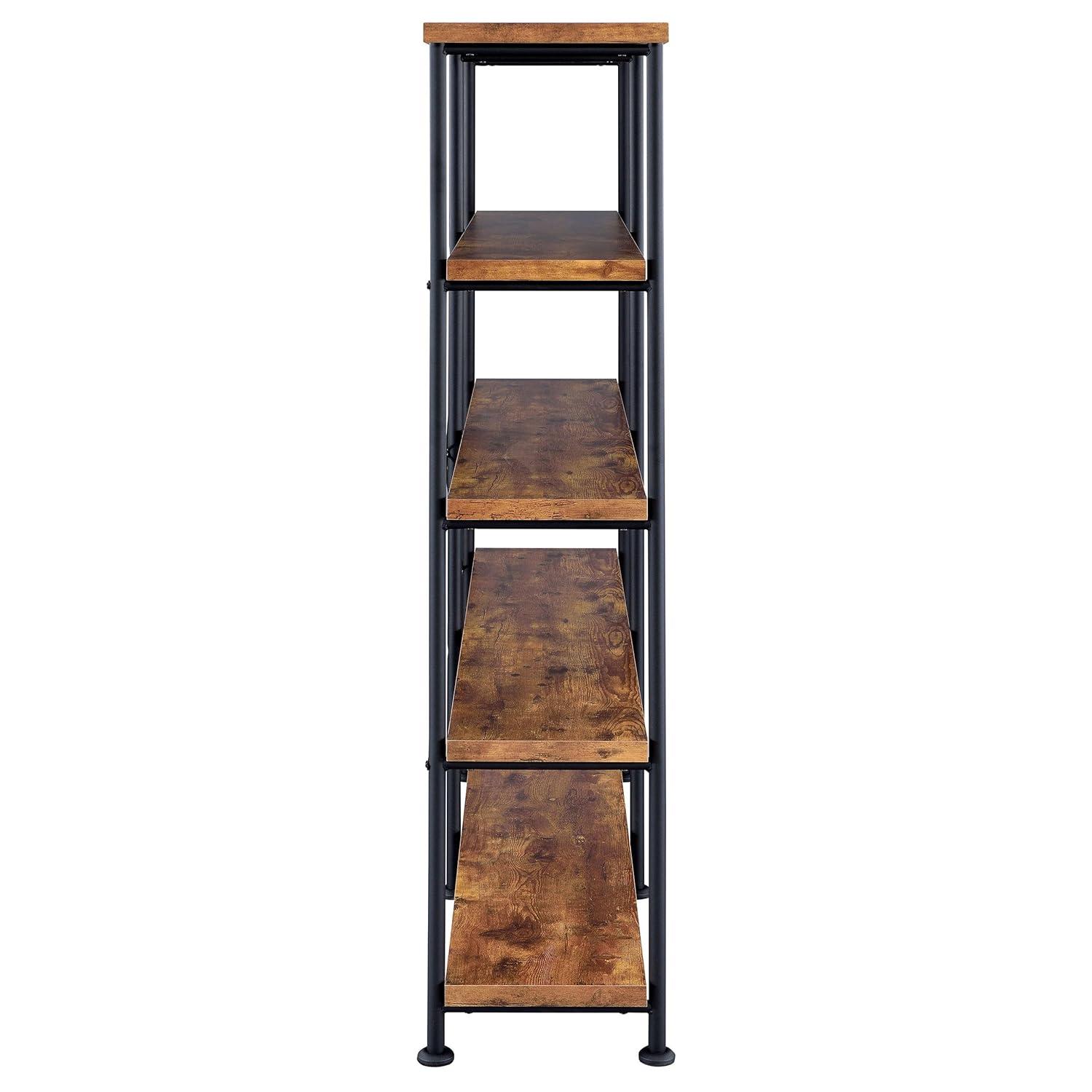 63" Analiese Double Bookcase with 4 Fixed Shelves, Industrial Design - Coaster