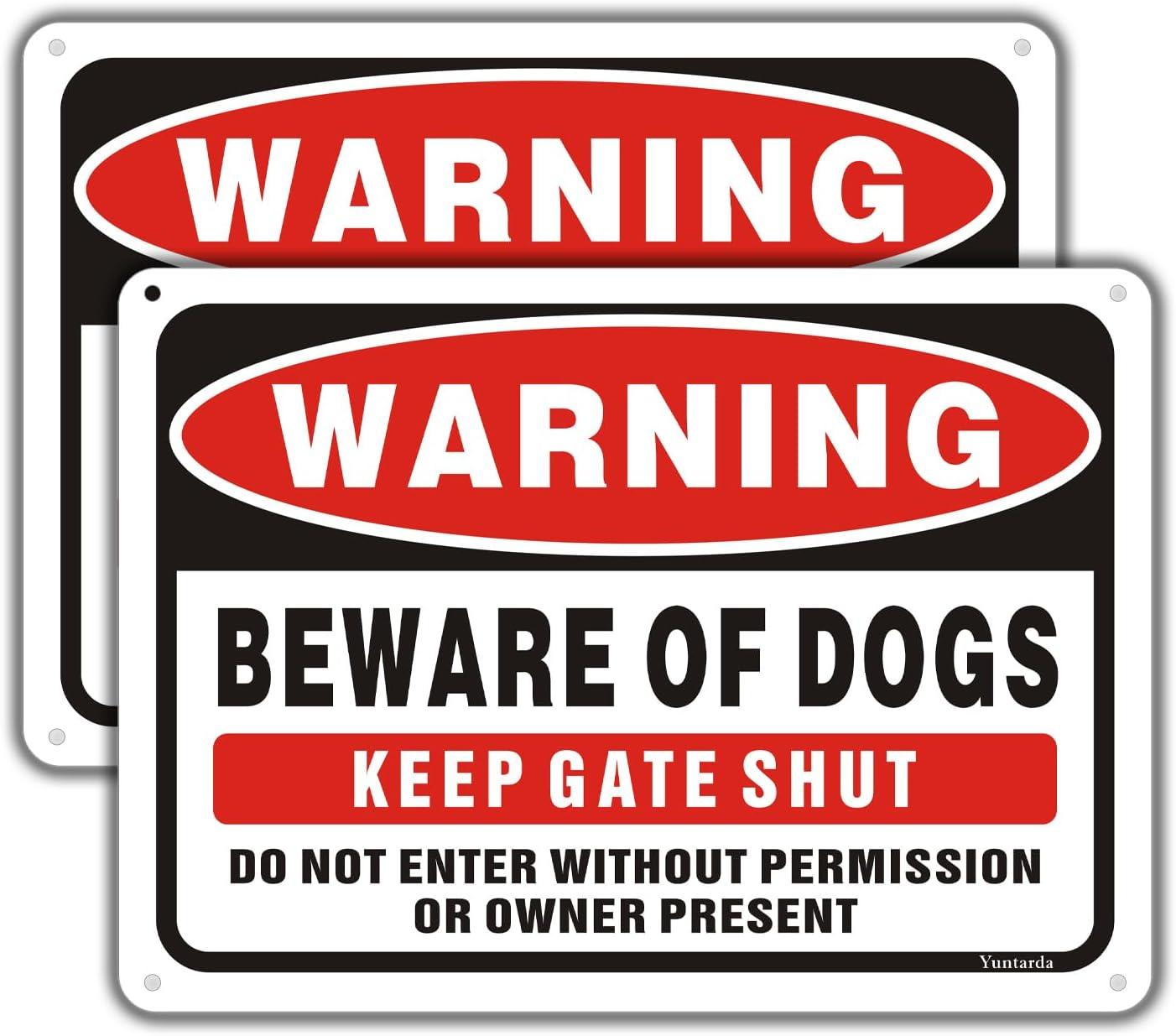 2Pack Beware of Dog Sign, You Have Been Warned No Responsible for Injury or Death - Indoor/Outdoor Fence Use - Metal Aluminum Rust Free | 7" x 9.8" Pre-Drilled Holes, Fade Resistant, Weatherproof