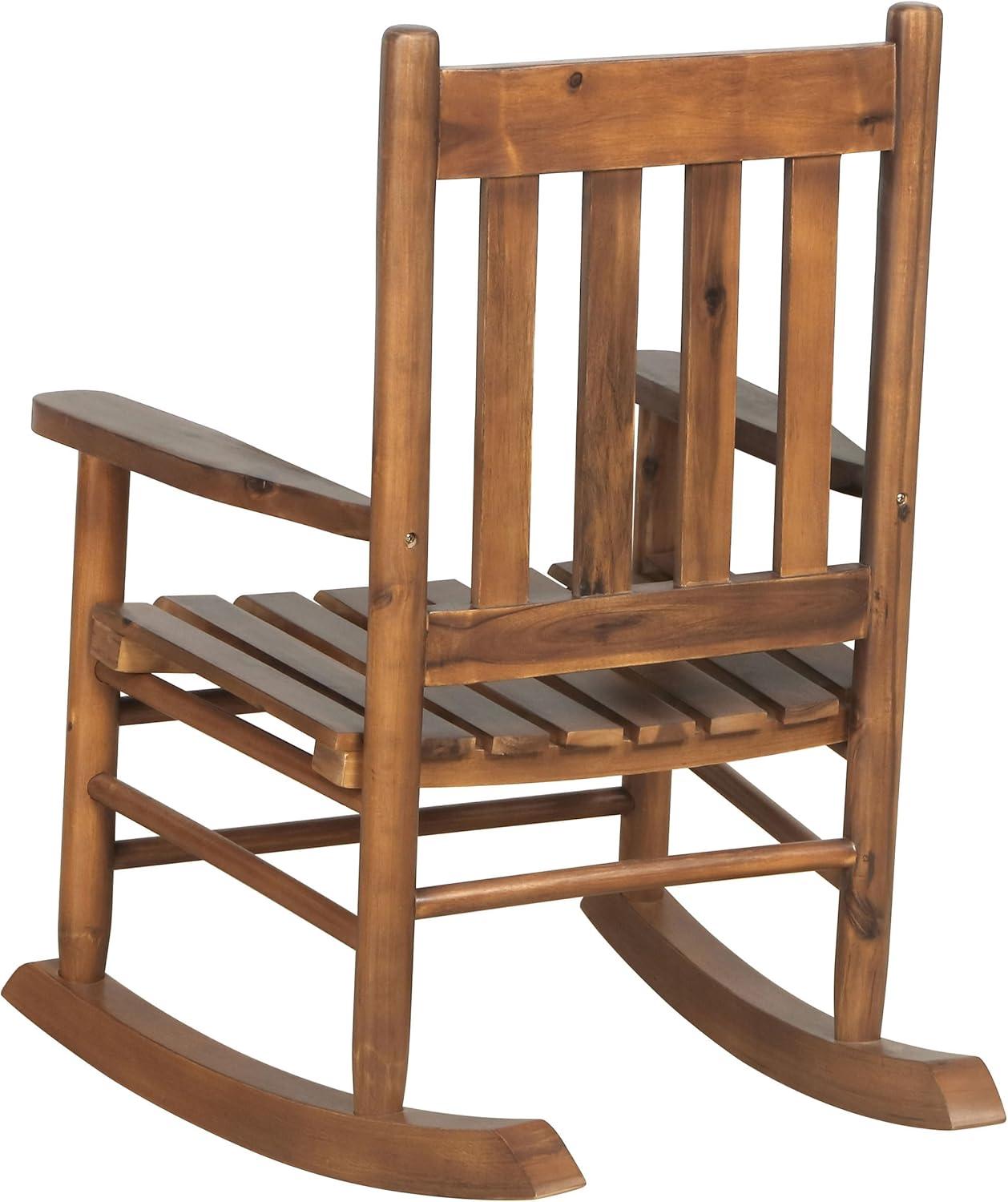 Annie Solid Wood Slat Back Youth Rocking Accent Chair Golden Brown - Coaster: For Children's Bedroom or Patio