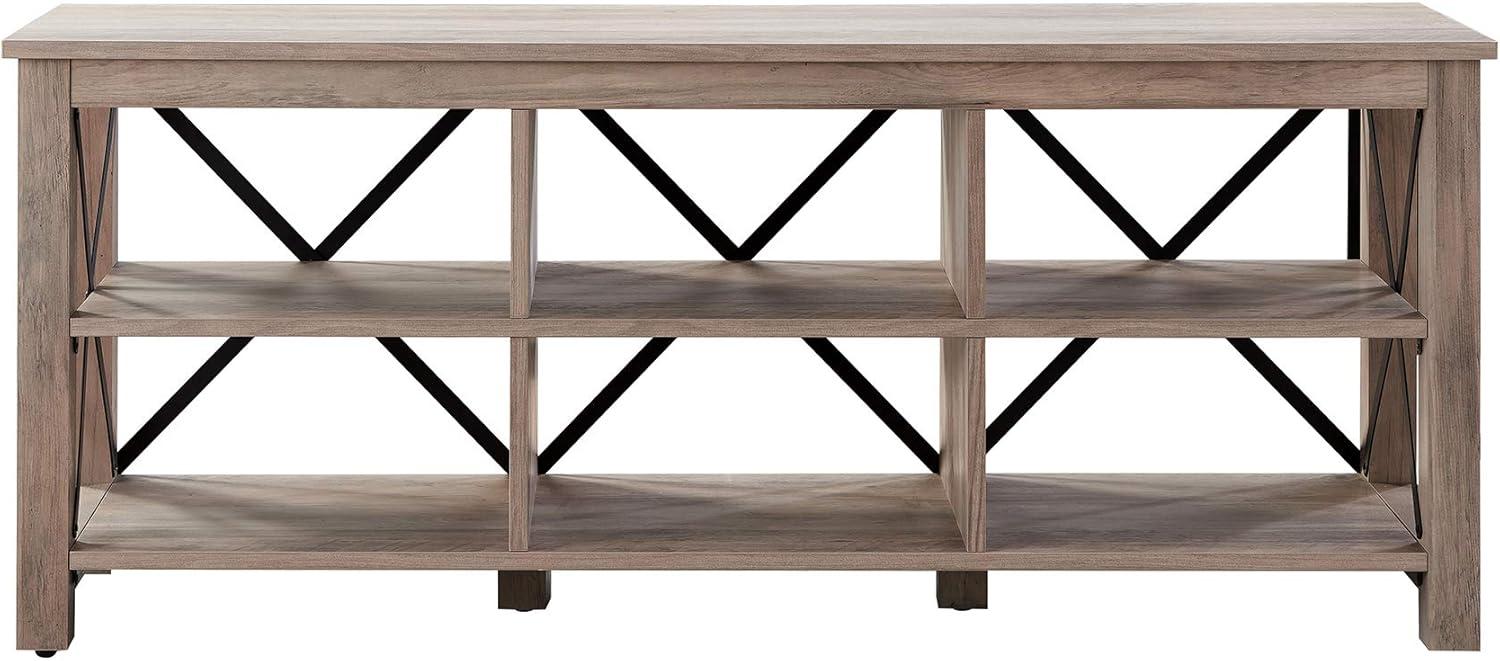 Evelyn&Zoe Sawyer Rectangular TV Stand for TV's up to 65", Gray Oak