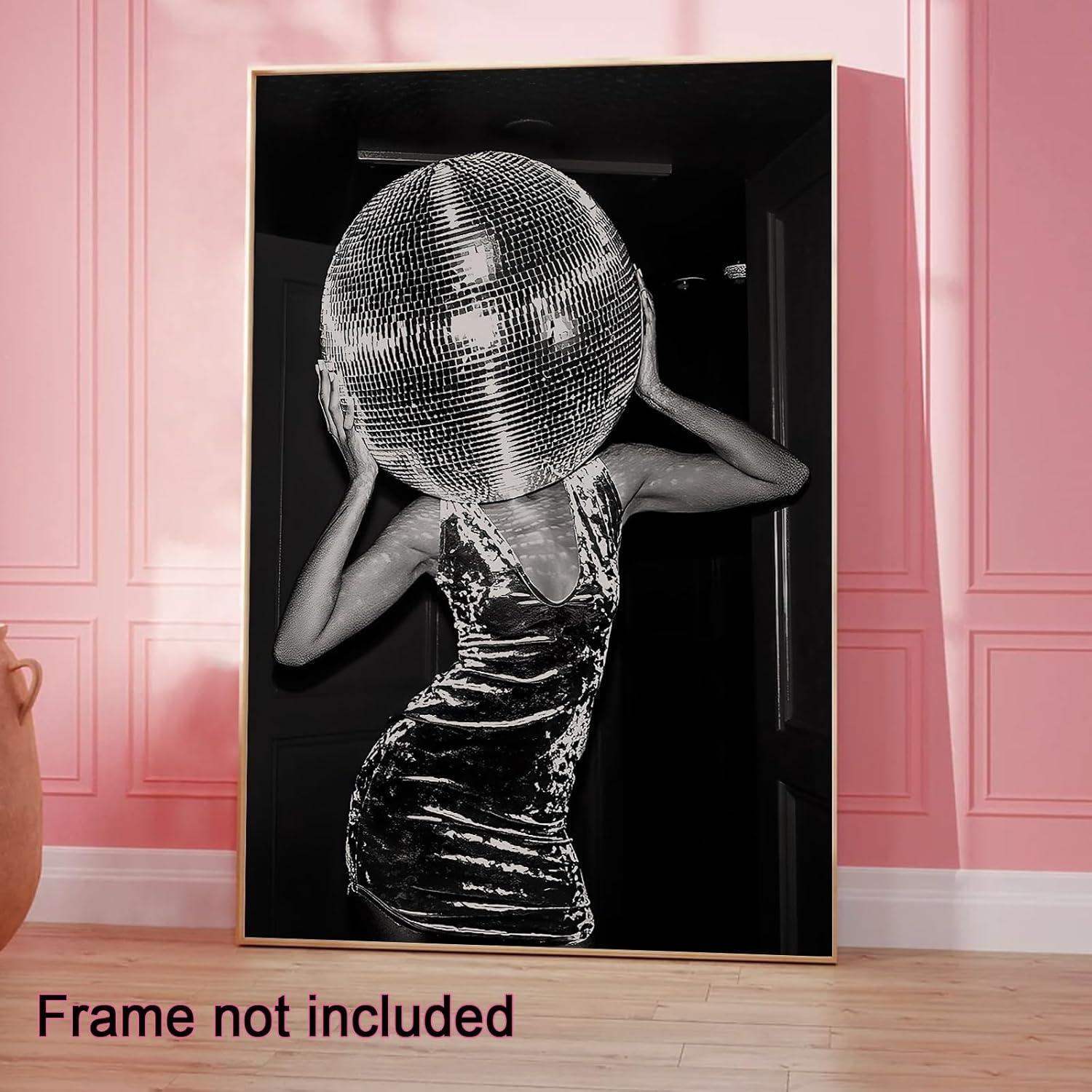 Music Aesthetics Poster Prints Funny Black and White Canvas Wall Art Trendy Retro Music Party Funky Wall Decor for Living Room Bar 12x16in Unframed