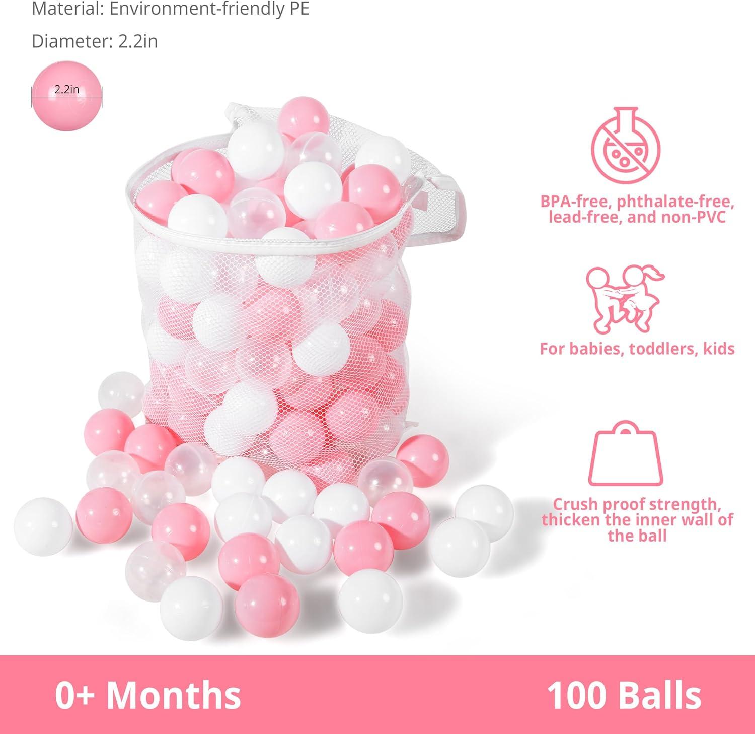 Anvazise 100Pcs Ball Pit Balls Thickened Eco-friendly Smooth Reusable Bite-resistant Hand-on Ability PE Material Macaron Color Pit Balls Kindergarten Toy