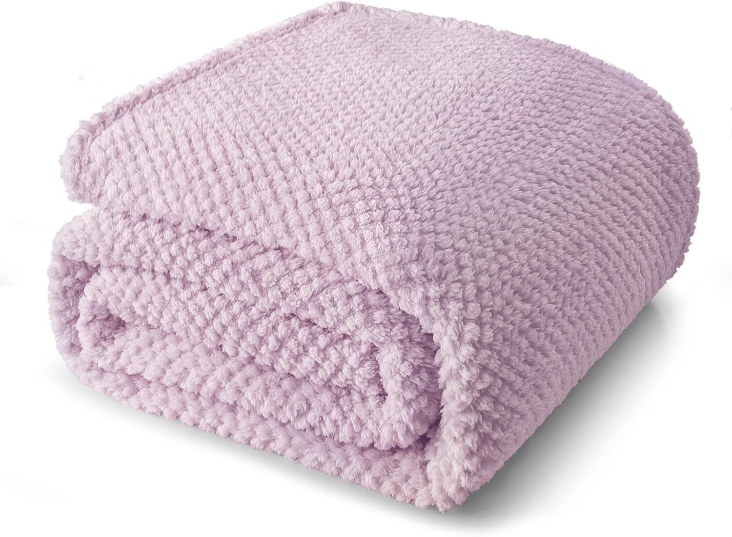 Whale Flotilla Fuzzy Fleece Throw Blanket for Couch, Fluffy Warm Soft Jacquard Blankets for Fall Winter, Lightweight and Cozy, 50x70 Inch, Lilac