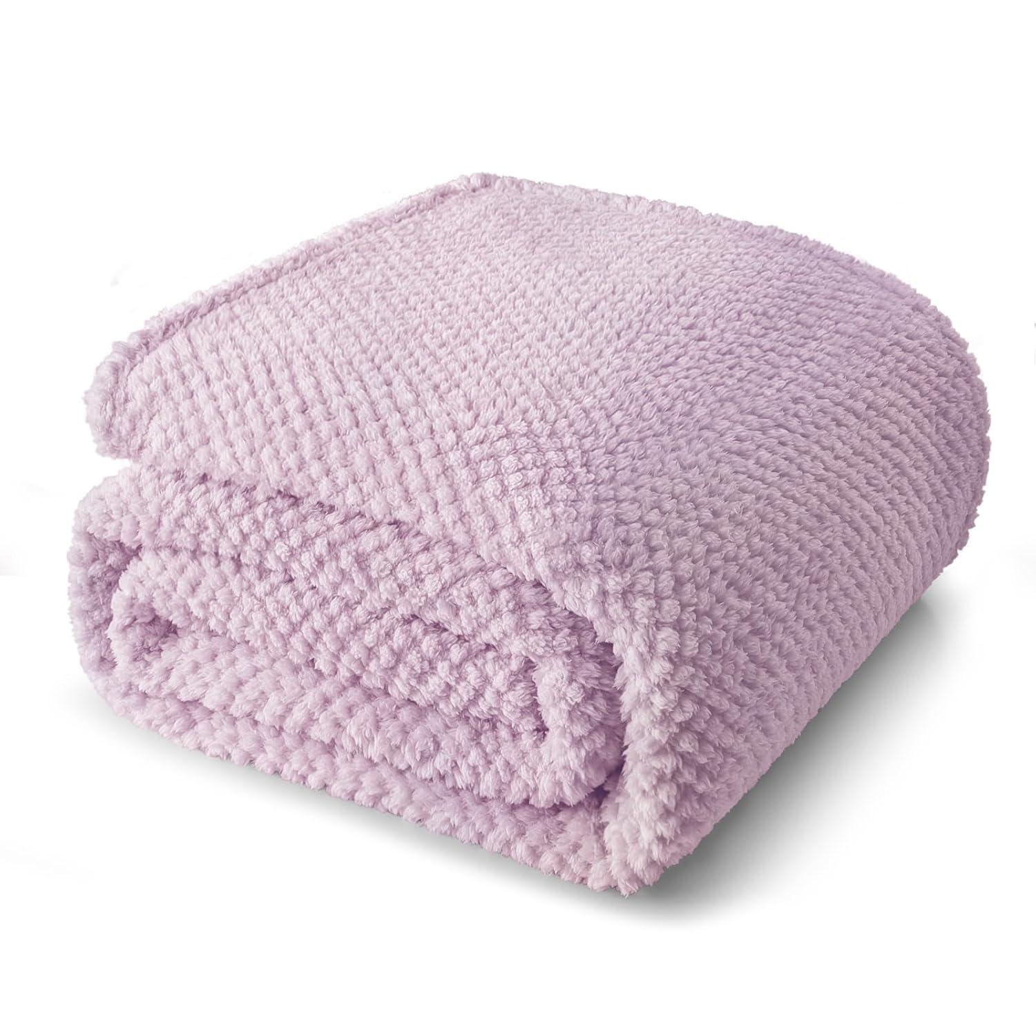 Whale Flotilla Fuzzy Fleece Throw Blanket for Couch, Fluffy Warm Soft Jacquard Blankets for Fall Winter, Lightweight and Cozy, 50x70 Inch, Lilac