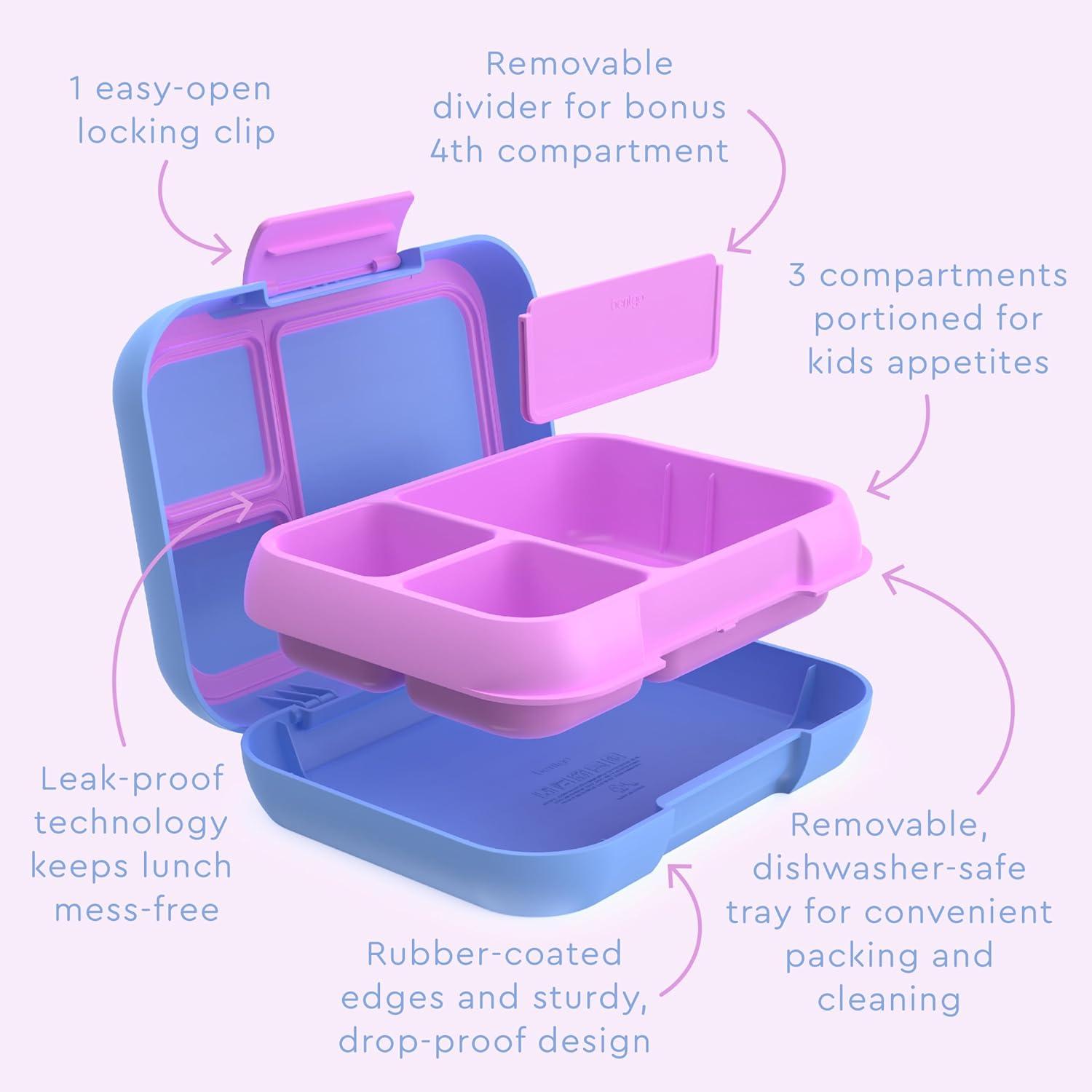 Bentgo Pop Leakproof Bento-Style Lunch Box with Removable Divider-3.4 Cup - Periwinkle/Pink