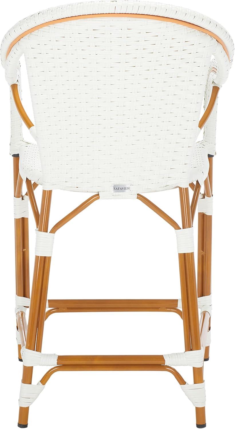 California Counter Stool With Arms - Indoor/Outdoor - PAT7533 - White - Safavieh