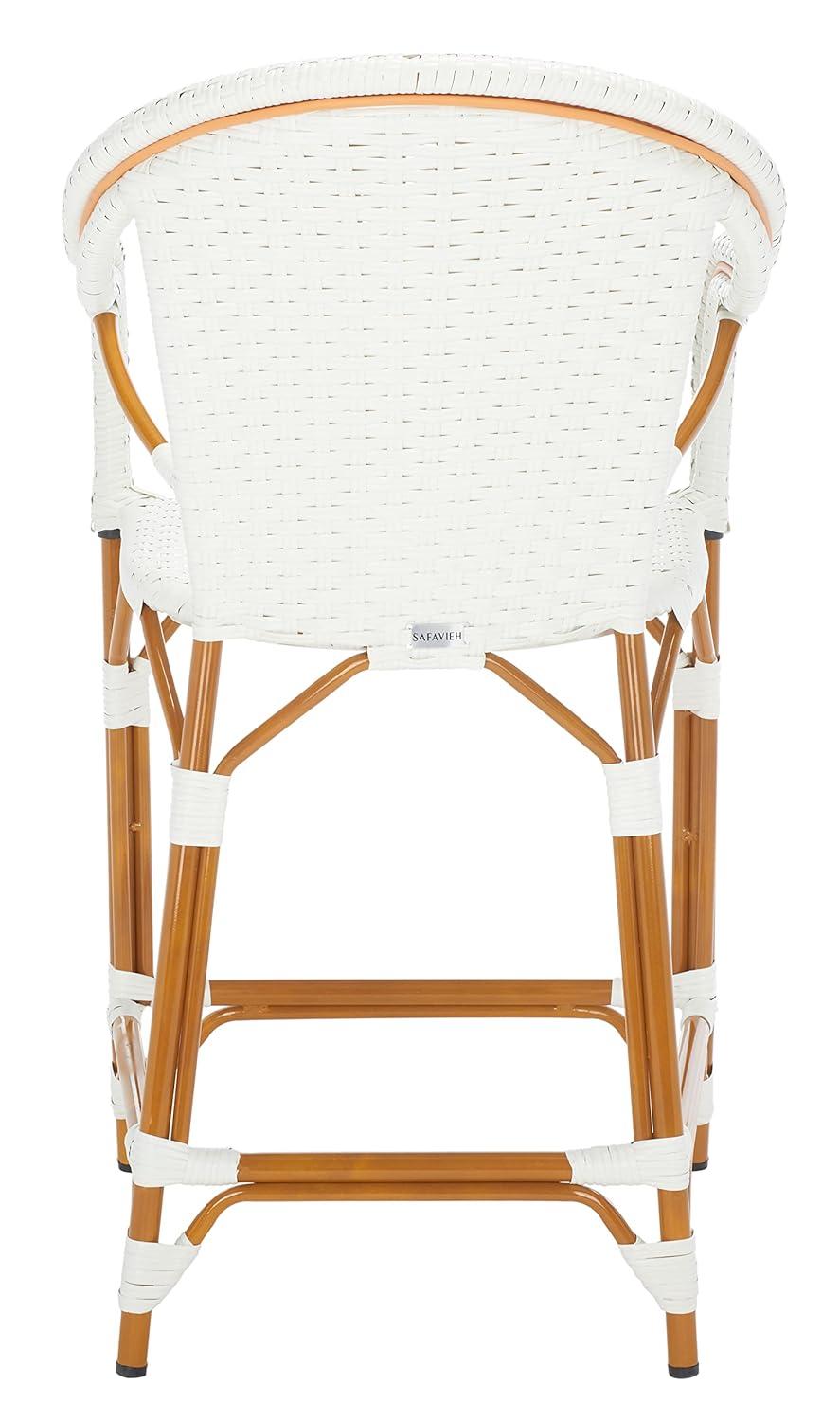 California Counter Stool With Arms - Indoor/Outdoor - PAT7533 - White - Safavieh