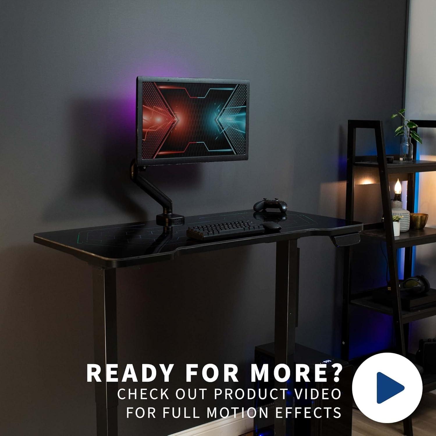 VIVO Black 48" x 24" Solid Table Top with RGB Lighting for Gaming Desks