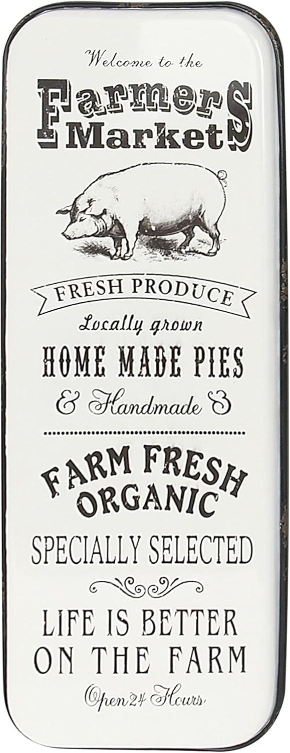 42" x 16" Vintage Country Iron Farmhouse Metal Sign Wall Decor Black - Olivia & May: Glazed White Rectangular Panel