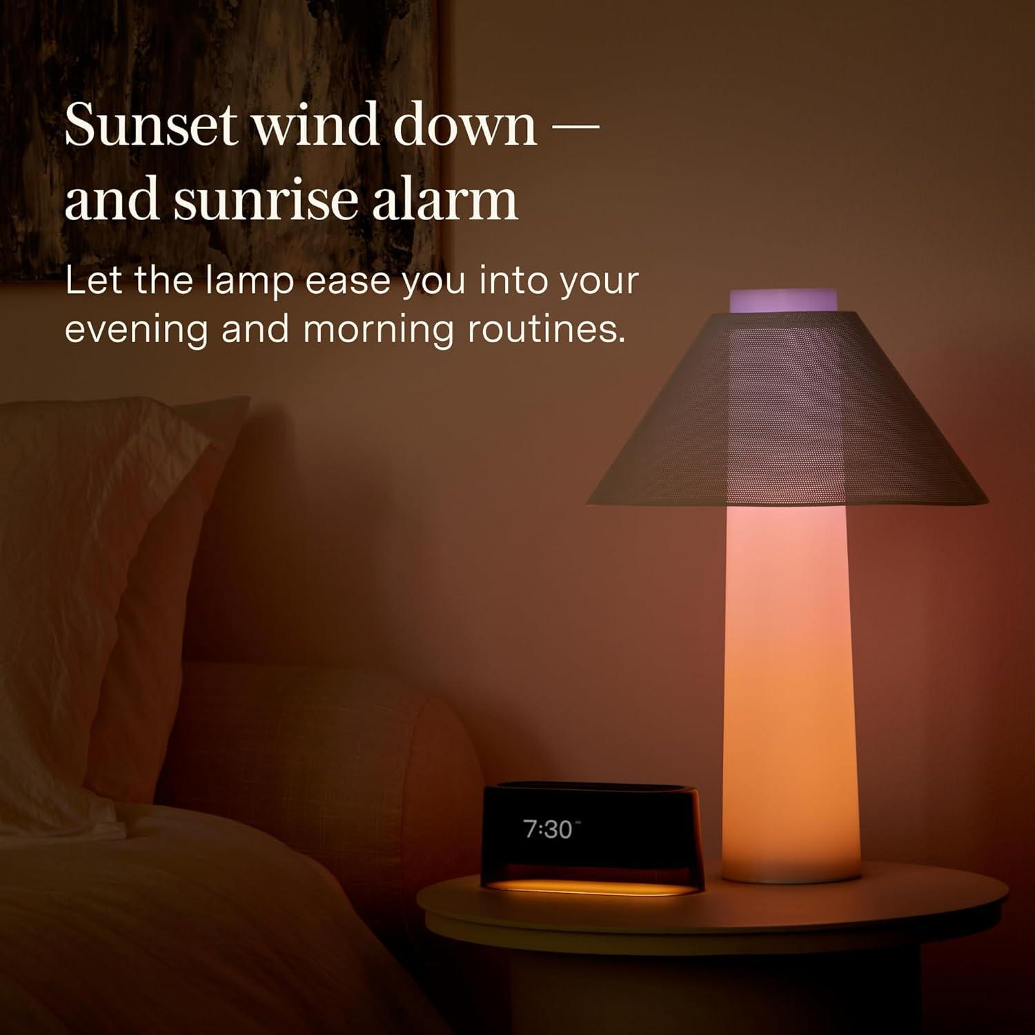 Loftie Smart Lamp - Sunrise Alarm, Wake-Up Light, Custom Color Modes, Nightstand Lamp Room Decor, Red Lights for Sleep, Morning & Evening Routines, Modern Table Lamps for Bedroom Decor, Office (Black)