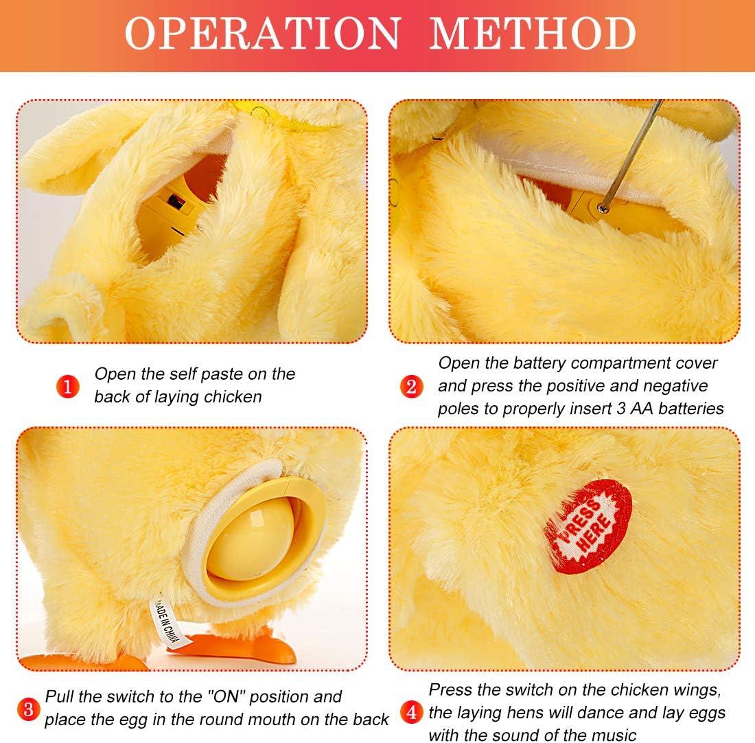 Easter Chicken Animal Toy Doll Laying Egg Electric Crazy Plush Chicken with Sound Music