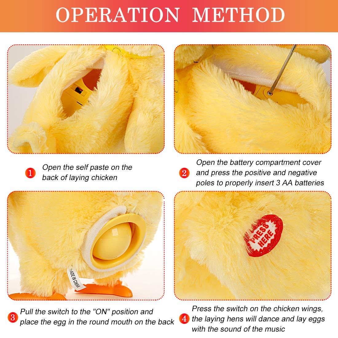 Easter Chicken Animal Toy Doll Laying Egg Electric Crazy Plush Chicken with Sound Music