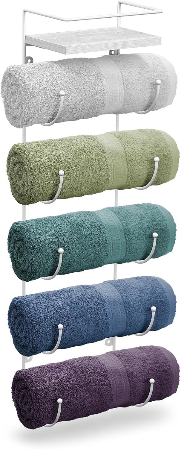 Sorbus 5-Tier Wall Mounted Metal Towel Rack with Shelf