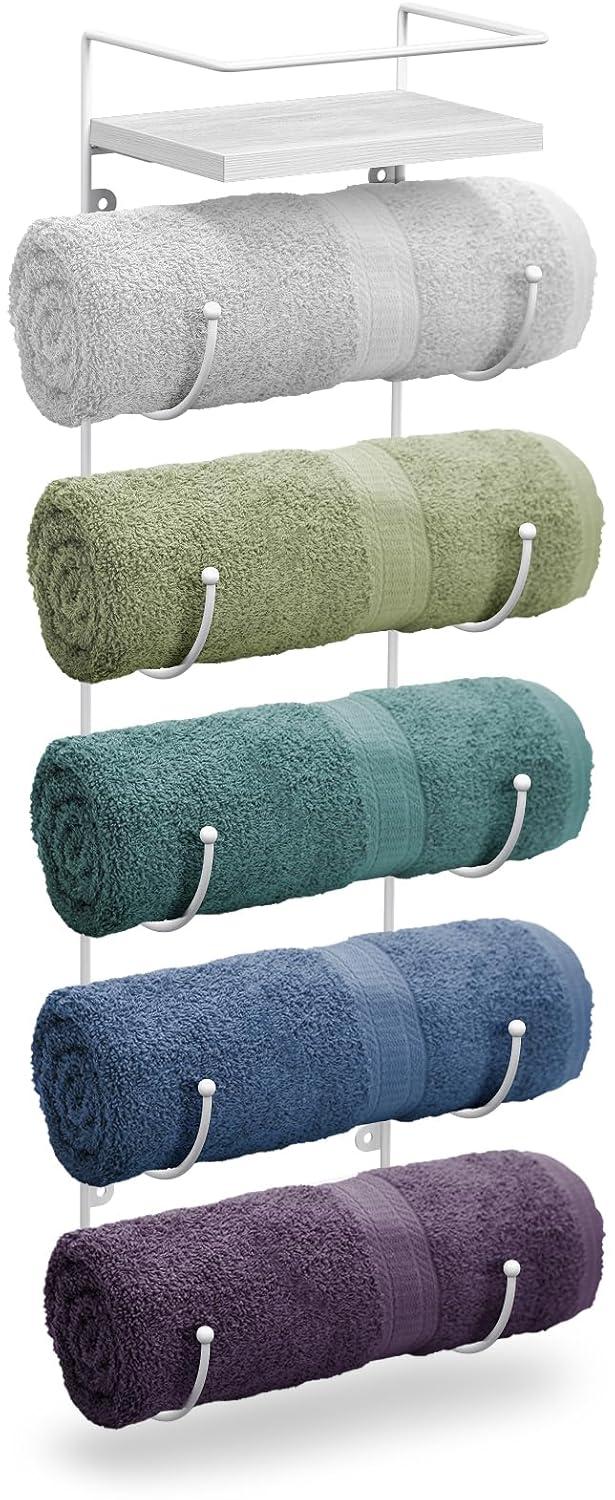 Sorbus 5-Tier Wall Mounted Metal Towel Rack with Shelf