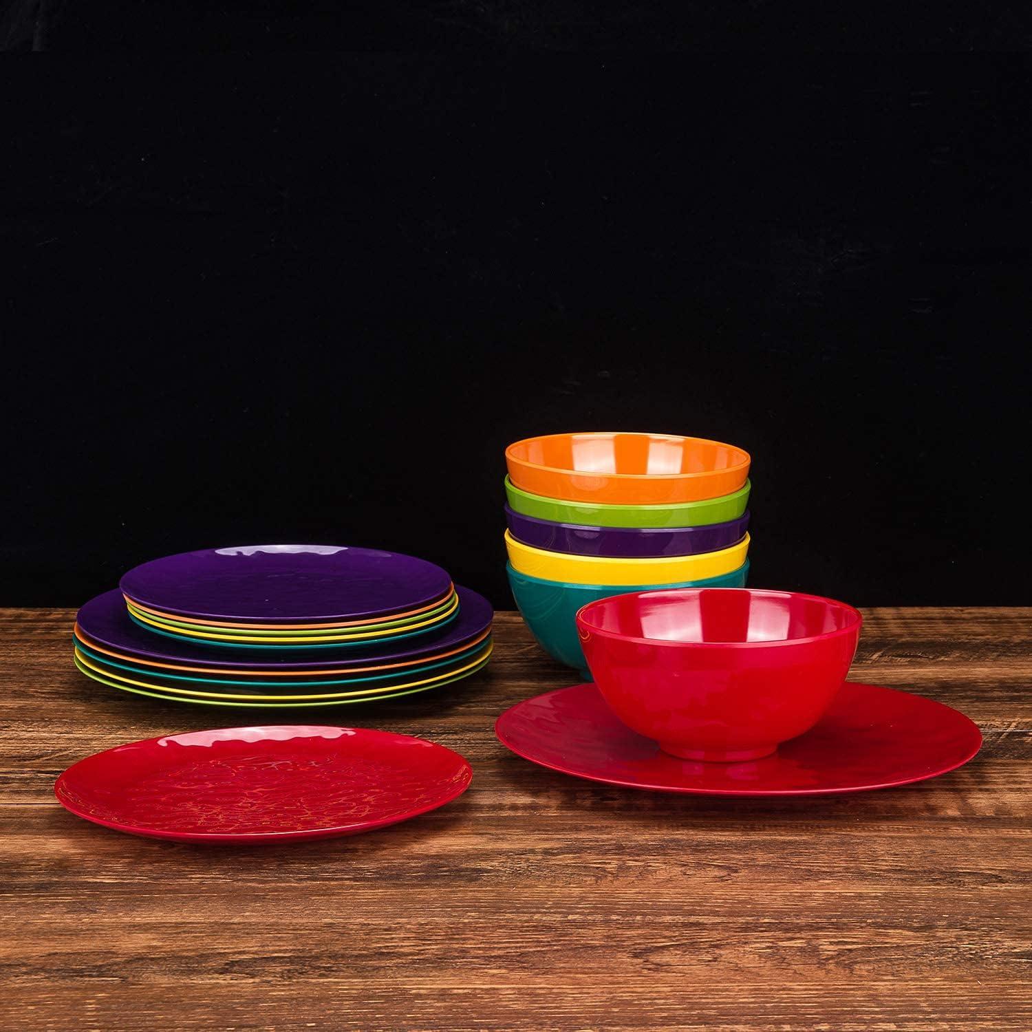 Set of 6 Multicolor Melamine 28oz Salad and Soup Bowls