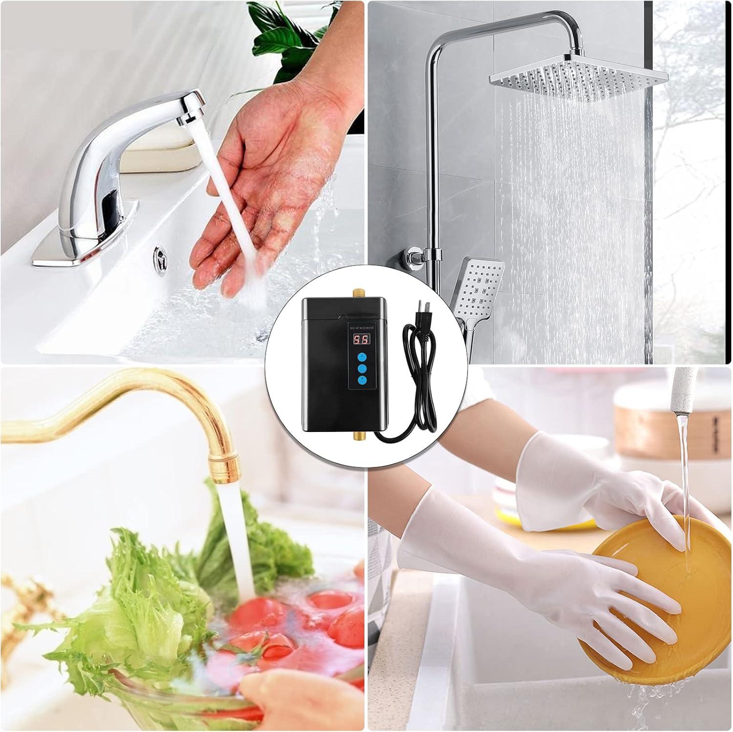 110V Hot Water Heater Faucet, 3000W Instant Tankless Water Heater, Fast Heating Electric Heater Faucet with LED Digital Display for Kitchen Bathroom