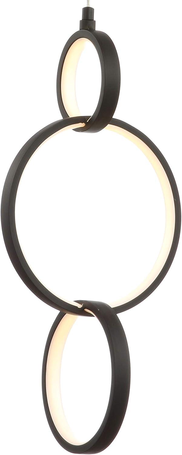 Loop 7.75" Adjustable Integrated LED Metal Ring Pendant, Black