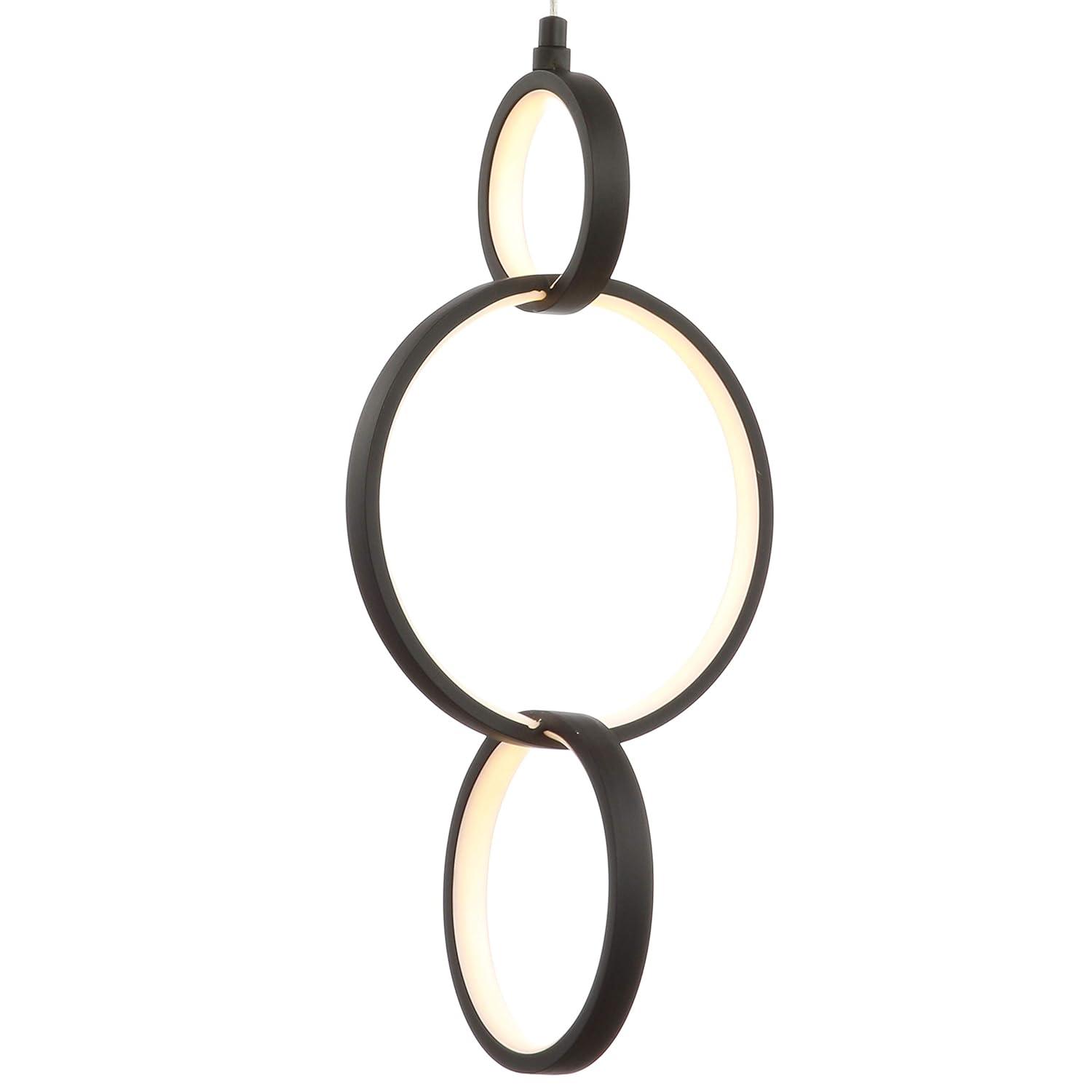 Loop 7.75" Adjustable Integrated LED Metal Ring Pendant, Black